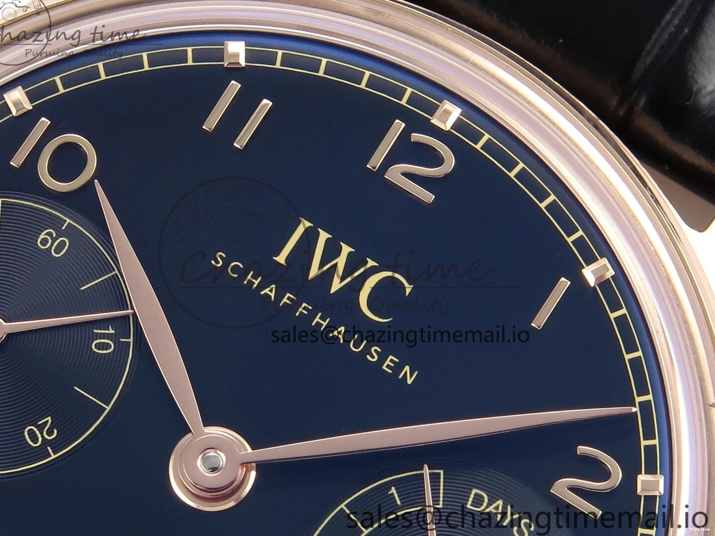 MIROTIME 0110 Portugieser Automatic 42mm RG APSF 1:1 Best Edition Black Dial on Black Leather Strap A Original 7007